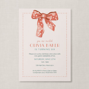 Pink Coquette Bow Kids Birthday Invitation