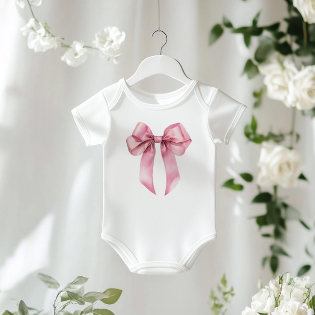 Pink Coquette Bow minimalist birthday Baby Bodysuit (Creator Uploaded)
