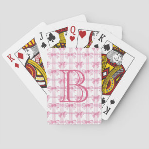 Pink Coquette Bow Monogram  Playing Cards