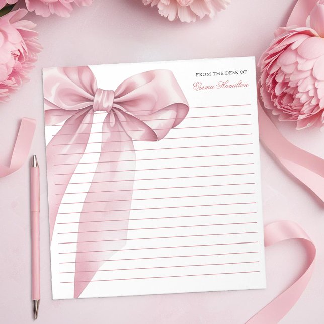 Pink Coquette Bow Notepad – Elegant Pastel Ribbon  (Feminine Notepad)