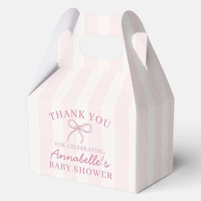 Pink Coquette Bow Pastel Baby Shower Dessert Favour Box (Front)
