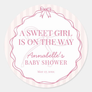 Pink Coquette Bow Pastel Baby Shower Invite Seal