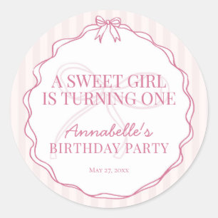 Pink Coquette Bow Pastel Birthday Invite Seal