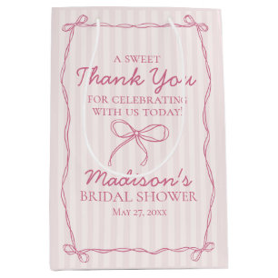 Pink Coquette Bow Pastel Bridal Shower Favour Medium Gift Bag