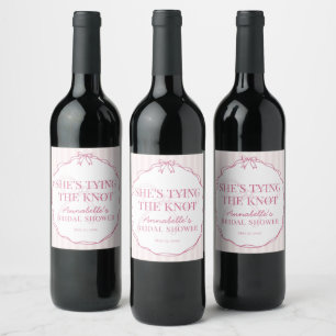 Pink Coquette Bow Pastel Bridal Shower Favour Wine Label