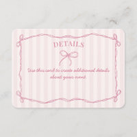 Pink Coquette Bow Pastel Details Insert