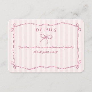Pink Coquette Bow Pastel Details Insert