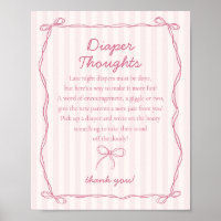 Pink Coquette Bow Pastel Diaper Thoughts Shower