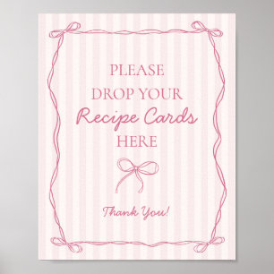 Pink Coquette Bow Pastel Share a Recipe Bridal Poster