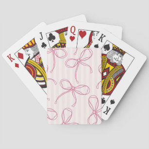 Pink Coquette Bow Pastel Striped Favour Games Playing Cards