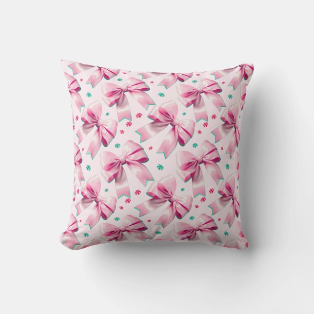 Pink Coquette Bow Pattern Cushion (Front)