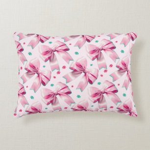 Pink Coquette Bow Pattern Decorative Cushion