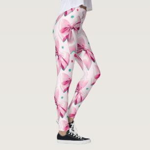 Pink Coquette Bow Pattern Leggings