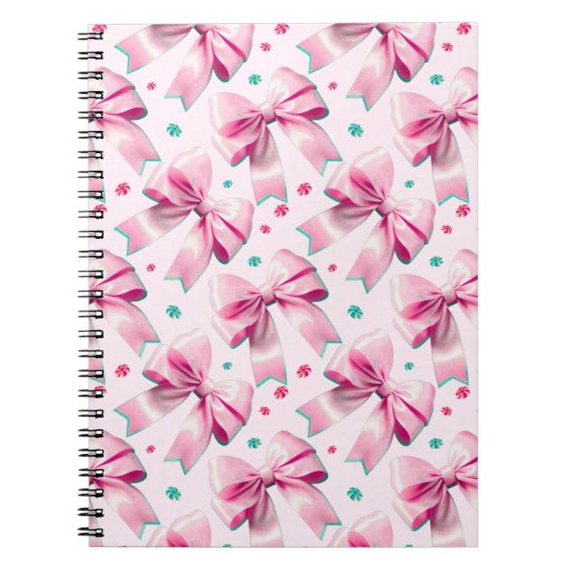 Pink Coquette Bow Pattern Notebook (Front)