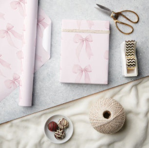 Pink Coquette Bow Pattern Wrapping Paper