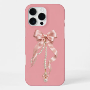 Pink Coquette Bow Pearl iPhone 16 Pro Max Case