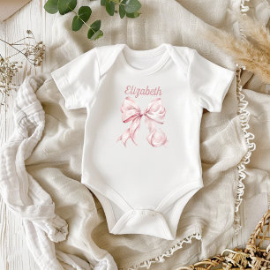 Pink Coquette Bow & Pearls  Baby Bodysuit