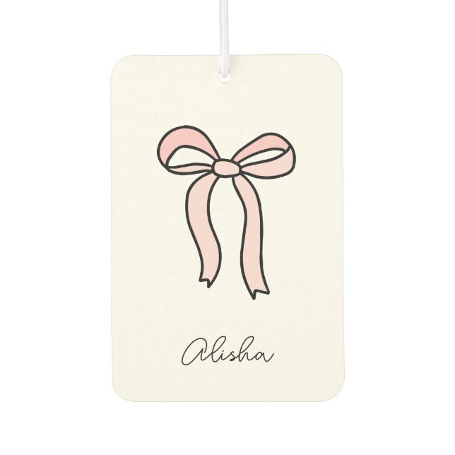Pink Coquette Bow Personalised Car Air Freshener (Front)