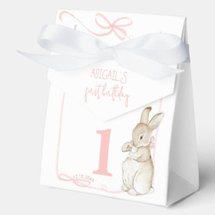 Pink Coquette Bow Peter the Rabbit 1st Birthday  Favour Box