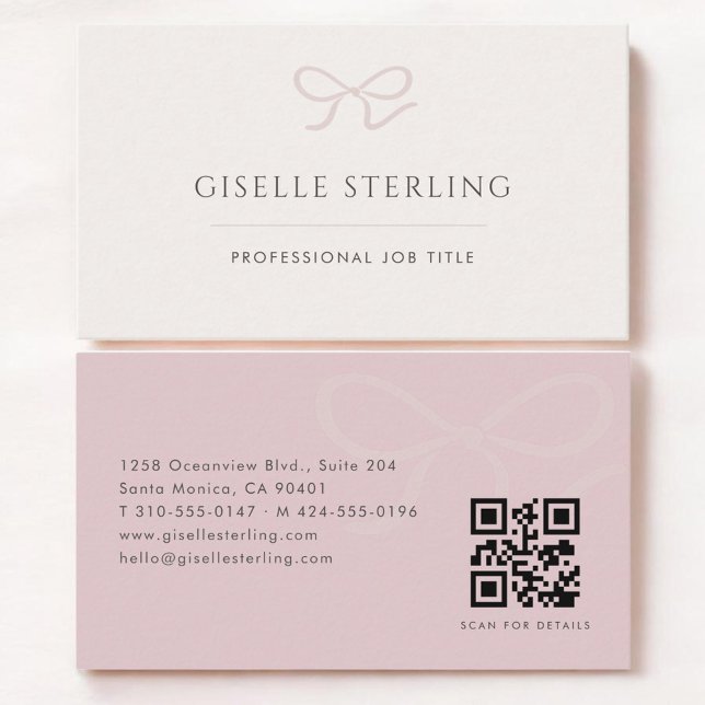 Pink Coquette Bow QR Code Business Card (Creator Uploaded)