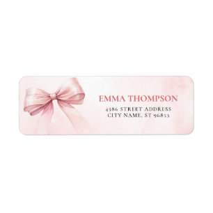 Pink Coquette Bow Return Address Label