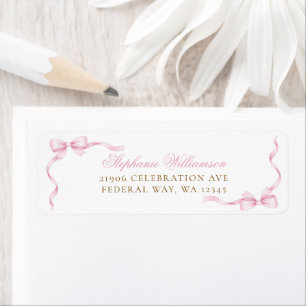 Pink Coquette Bow Return Address Label