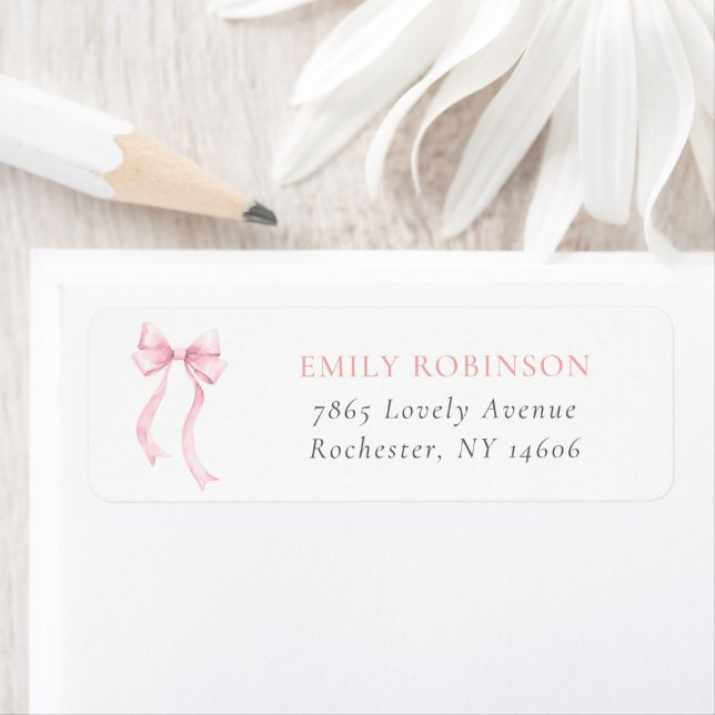 Pink Coquette Bow Return Address Return Address Label (Insitu)