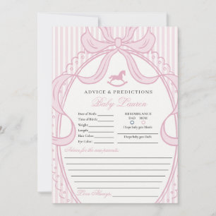 Pink Coquette Bow Rocking Horse Baby Advice Card