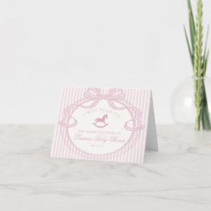 Pink Coquette Bow Rocking Horse Baby Thank You  Card