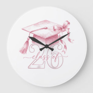 Pink Coquette Bow Senior Class of 2026 Senior Girl Large Clock
