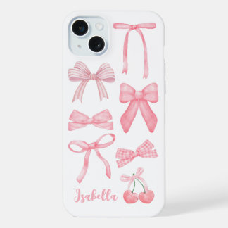 Pink Coquette Bow Trendy Feminine Girly Aesthetic iPhone 15 Plus Case
