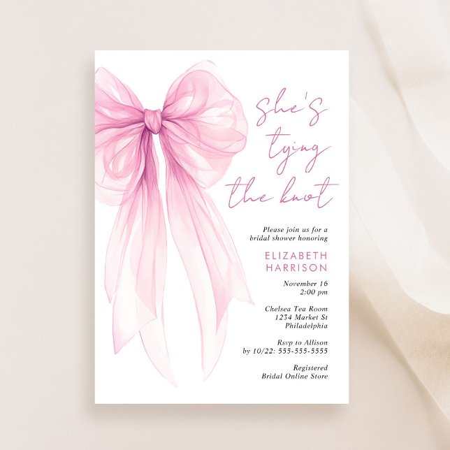 Pink Coquette Bow Watercolor Bridal Shower Invitation (Creator Uploaded)