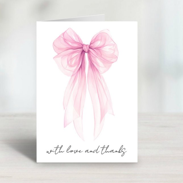 Pink Coquette Bow Watercolor Bridal Shower Thank You Card (Creator Uploaded)