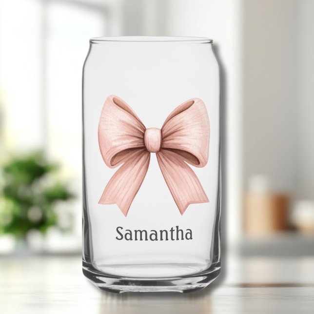 Pink Coquette Bow with Name Can Glass (Creator Uploaded)