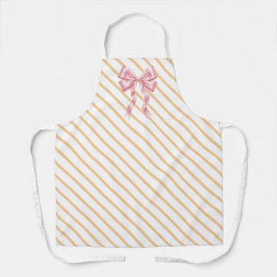 Pink coquette bow with orange stripes apron