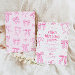 Pink Coquette Bows Birthday Invitation<br><div class="desc">Pink Coquette Bows Birthday Invitation</div>