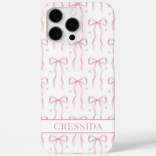 Pink Coquette Bows Monogrammed iPhone 16 Pro Max Case