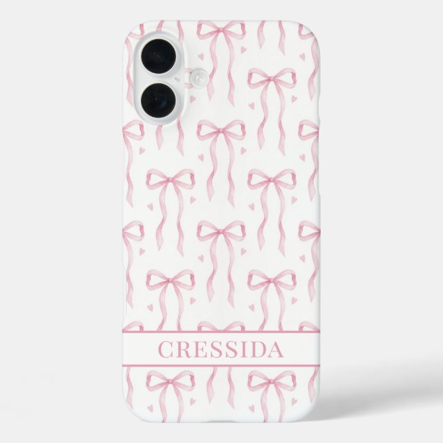 Pink Coquette Bows Monogrammed Case-Mate iPhone Case (Back)