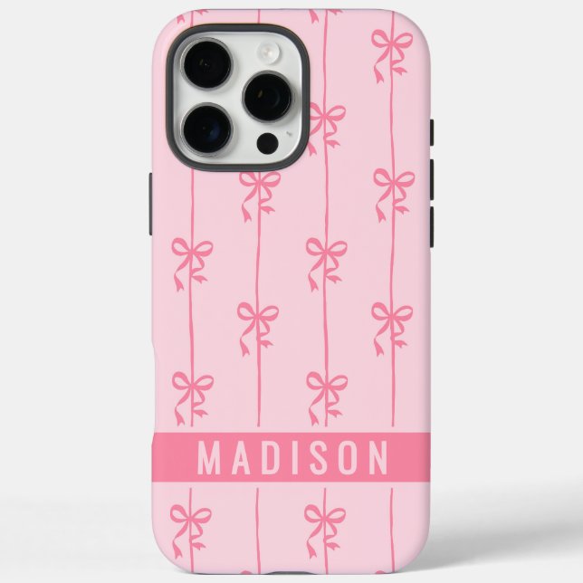 Pink Coquette Bows Name Girly Pattern Case-Mate iPhone Case (Back)