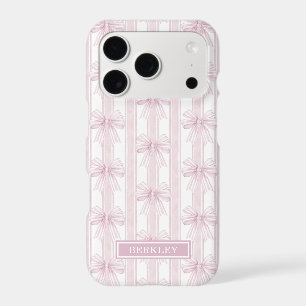 Pink Coquette Bows on Stripes Monogrammed