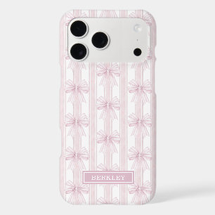 Pink Coquette Bows on Stripes Monogrammed