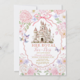 Pink Coquette Butterflies Royal fiveness Birthday  Invitation