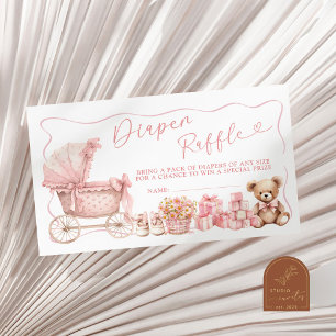 Pink Coquette Carriage Baby Shower Diaper Raffle E Enclosure Card