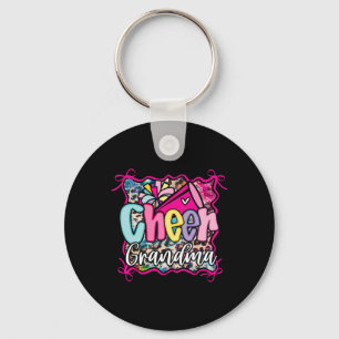 Pink Coquette Cheer Grandma Cheerleading Pom Megap Key Ring
