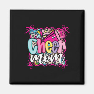 Pink Coquette Cheer Mum Mama Cheerleading Pom Mega Magnet