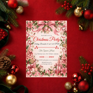 Pink Coquette Christmas Party Invitation