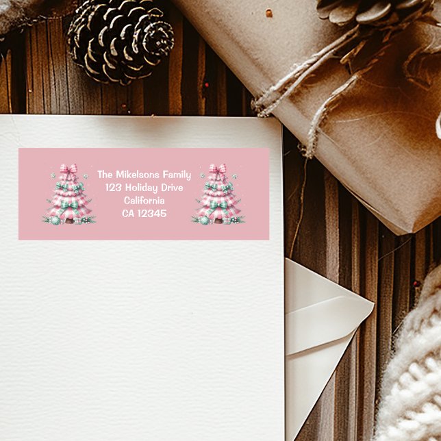 Pink Coquette Christmas Return Address Label (Creator Uploaded)