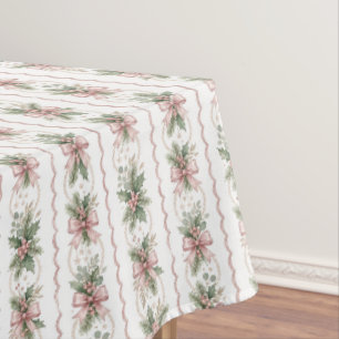 Pink Coquette Christmas Wreath Pinkmas Tablecloth