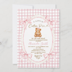 Pink Coquette Cutie Pie Bear Baby Shower  Invitation