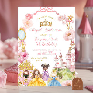 Pink Coquette Dress up Princess Kingdom Birthday Invitation